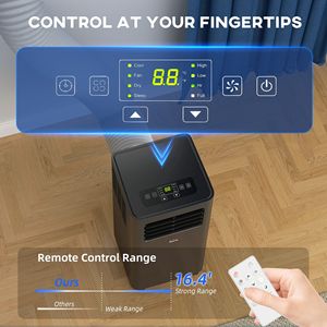 10000 BTU Mobile Air Conditioner with Dehumidifier Sleep 24H Timer Black Window Kit for Room or Car <b>UK</b> <b>Plug</b> - Product Image 6