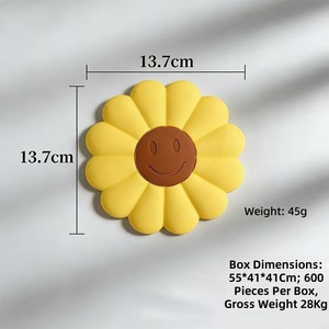 Posavasos de Flores para Bebidas, Lindos, Antideslizantes, Lavables, Reutilizables, Resistentes al Calor, de Silicona (Amarillo Girasol), 3 Colores - Product Image 3