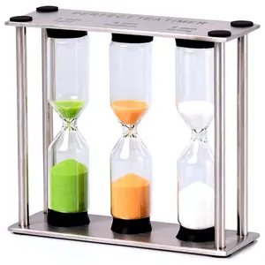 3合1金属框架玻璃砂定时器1/3/5分钟厨房家庭烹饪茶沙漏