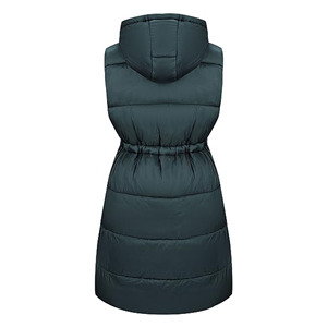 Gilet matelassé long en nylon à capuche pour <span class=keywords><strong>femme</strong></span> avec fermeture éclair, style décontracté, vente en gros pour l'hiver - Product Image 2