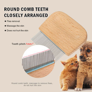 Pettine per toelettatura con manico in legno piccolo a buon mercato all'ingrosso della fabbrica pettine per pulci per cani pettine per pidocchi dell'animale domestico - Product Image 2