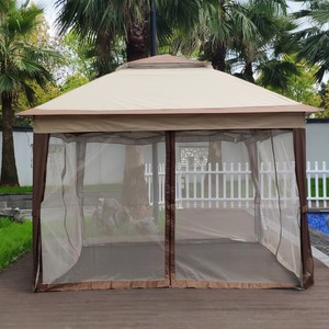 Outdoor 11x11Ft Pop Gazebo <b>Canopy</b> Removable Zipper Netting 2-Tier Soft Top Eco-Friendly Metal Frame Event <b>Tent</b> for Patio Garden - Product Image 3