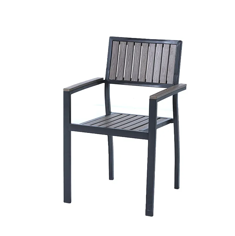 Modern Luxury Outdoor Dining Furniture Balcony Bistro Patio Chairs Stackable Wooden Garden Chair