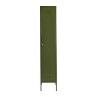 Armoire de rangement en acier vert coloré à une porte pour chambre à coucher, avec pieds autoportants