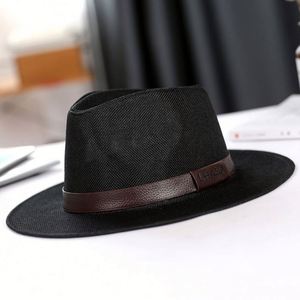 Linen Cheap Summer <b>Men</b> Panama <b>Hat</b> Wide Brim Fedora Bamboo Fiber Beach Sun <b>Hat</b> Sunscreen Sombreros Plain <b>Straw</b> <b>Hat</b> - Product Image 3