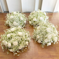 Couronne de fleurs artificielles blanches en forme de cercle pour base de chandelier, centre de table floral pour décoration de table de mariage (vente en gros)