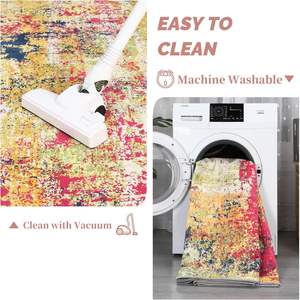 Nueva llegada moderno abstracto 9x12 interior guardería hogar Oficina suave rosa/amarillo antideslizante lavable gran sala de estar alfombra para - Product Image 3