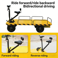 Nouveau Chariot Électrique à Plateforme avec Siège, 4 Roues, Batterie, Capacité 1 Tonne, Transporteur de Marchandises Électrique
