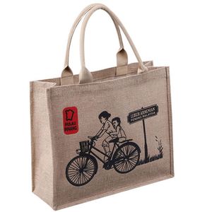 Vente en gros logo personnalisé chanvre lin toile de jute jute coton fourre-tout Gunny plage sacs fabricants approvisionnement - Product Image 3