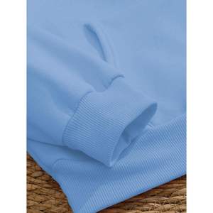 Sweat-shirt personnalisé pour femme, décontracté, à manches longues, à capuche, tricoté, respirant, avec poche, bleu - Product Image 1