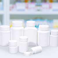 Hdpe 100ml Bouteille de médicament 250ml Bouteille en plastique de vitamine Médecine en vrac Capsules de pilules rondes blanches Récipient en plastique avec bouchon à vis