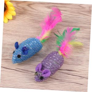 New Furry Rattle Small Mouse Kitten <b>Interactive</b> Play Assorted Color <b>Cat</b> <b>Toy</b> Mice <b>Cats</b> Product - Product Image 3