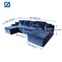 Canapé convertible sectionnel en L trois places, compressé sous vide, en tissu capitonné bleu marine, pour appartement et salon