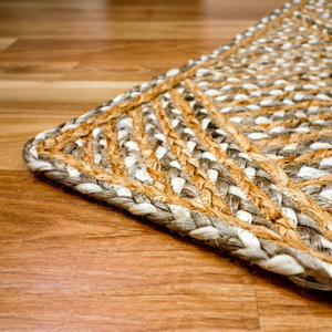 Tapis en jute tressé géométrique fait main pour la décoration de la maison, salon, chambre à coucher, vente en gros - Product Image 1