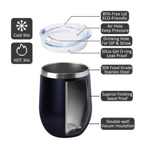 Mug à café personnalisé en acier inoxydable 304, forme œuf, sans pied, 12 oz, avec revêtement en poudre colorée, gobelet de voyage en métal pour vin - Product Image 2