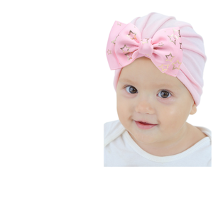 Gorros de Turbante Elásticos e Informales para Bebé con Estampado Floral, 100% Poliéster, Unisex, Gorro con Lazo Grande para Recién Nacidos y Niños Pequeños - Product Image 3