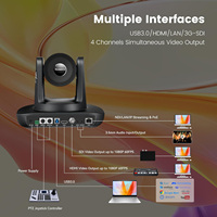 3 uds 1080P 60fps NDI PTZ cámara de conferencia AI cámara de seguimiento automático 30x Zoom + KB300PRO Cámara PTZ controlador de teclado