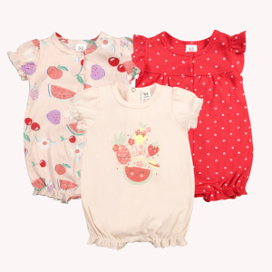Vêtements <span class=keywords><strong>pour</strong></span> bébé garçon 6-<span class=keywords><strong>12</strong></span> <span class=keywords><strong>mois</strong></span> Ensemble <span class=keywords><strong>de</strong></span> 3 pièces Combinaison à manches courtes <span class=keywords><strong>pour</strong></span> filles Coton imprimé Design mignon d'été Fermeture à boutons - Product Image 3