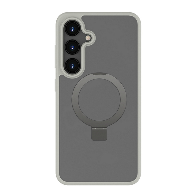 Luxury Matte Translucent Shockproof Protective Case with 180 Degree Metal Ring Holder Magnetic Phone Case for Samsung Galaxy S24