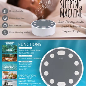 Machine à bruit blanc pour le sommeil, apaisant avec 6 sons relaxants, lumière respirante, minuterie, chargement Type-C, pour bébé, maison, bureau, voyage - Product Image 6