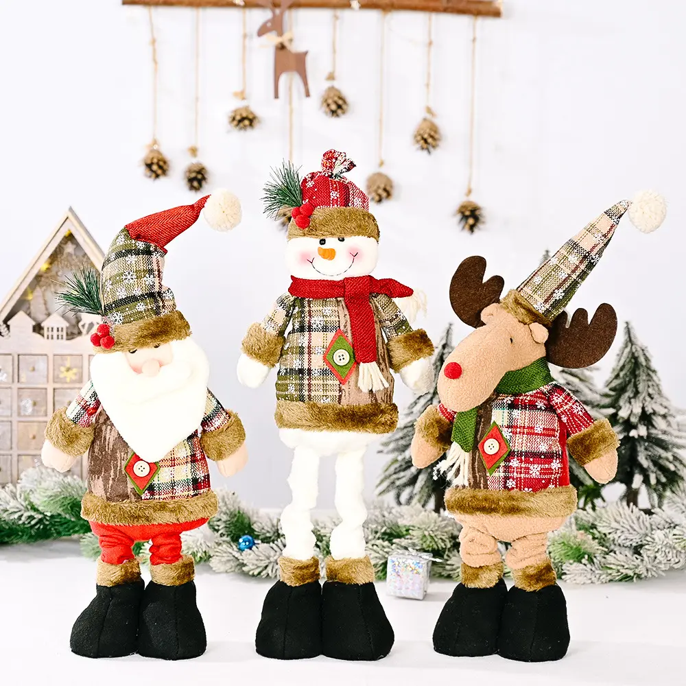 55Cm Santa Claus Elanden Kerstpop Ornamenten Kersthangers Kids Naviidad Cadeau Speelgoed Gunst Vrolijk Kerstdecor Voor Thuis