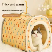 DO Luxe Cartoon Mode Kattennest Winter Warm Polyester Cilindrisch Herfst Winter Kattenhuis Hondenkennel Tent Zwerfkattenmat