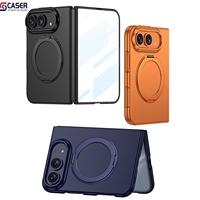 Étui pliable avec anneau magnétique rotatif et béquille, finition mate couleur unie, film de protection d'écran intégré pour iPhone Fold