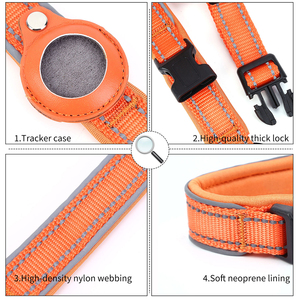 Venta al por mayor de nylon reflectante ajustable gato perro Collar con Air Tag titular suave acolchado Airtag caso perro Collar accesorios para mascotas