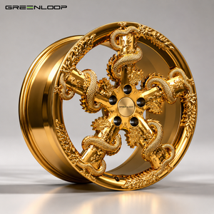 Rines Greenloop de Lujo Personalizados en Forma de Dragón Dorado, Aleación de Aluminio Forjado, de 15 a 22 Pulgadas, Acabado Dorado Brillante para Autos de Alta Gama - Product Image 2