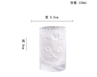Tasse à thé en verre givré Aikeyi Factory, design chat, blanc/rose/bleu/violet/vert, 120 ml, mignon, compatible lave-vaisselle, idéal pour les fêtes