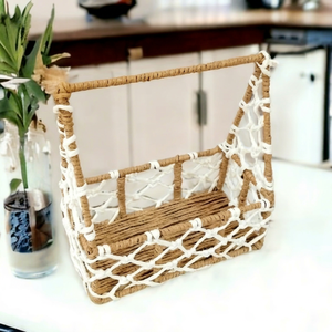 Ecowoodies Versatile Eco-Friendly Handwoven Brown Vintage Triangle Shape Jute Basket Gift Hamper Decorative Tabletop <b>Planter</b> - Product Image 1