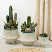 Taille personnalisée disponible, macetas, décoration de jardin extérieur, pots à fleurs en céramique blanche lisse et vernissée