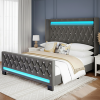 Lit rembourré sur mesure 2026 en tissu doux, taille complète, lit queen, cadre de lit king size en bois avec rangement, style antique, luxe moderne