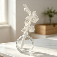 Diffuseur de parfum d'ambiance en pierre de plâtre parfumée aux fleurs, fait main, en céramique, avec bouteille en verre de 100 ml, pour huiles essentielles et parfums d'intérieur