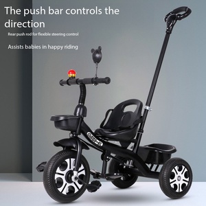 Tricycle en métal massif pour enfants avec poignée de poussée amovible, roues en mousse silencieuses, pour tout-petits de 6 mois à 6 ans, assistance parentale, extérieur - Product Image 5