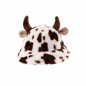 New Style Autumn Fashion Fuzzy Trendy Cow Pattern Print Plush Fisherman <b>Warm</b> Thick Winter Bucket <b>Hat</b> Women - Product Image 6