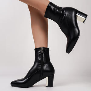 בחורה עסוקה qld25 צרפתית פשוט רך מעור הבוהן נשים רזות מגפיים עדין פלוס קטיפה עבה מגפיים קצרים לנשים - Product Image 1