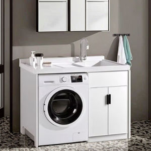 Mueble Moderno de <span class=keywords><strong>Aluminio</strong></span> Integrado para Balcón con Fregadero, Puerta de Melamina, MDF, Desagüe de Cobre, Resistente al Agua, para <span class=keywords><strong>Lavadora</strong></span> - Product Image 3