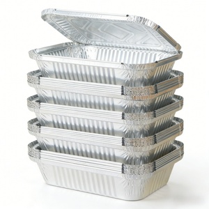 Ensemble de barquettes en <span class=keywords><strong>aluminium</strong></span> jetables <span class=keywords><strong>pour</strong></span> barbecue, qualité alimentaire, résistantes au four, 230 ml, boîtes à emporter, moules à pâtisserie, emballage <span class=keywords><strong>pour</strong></span> aliments congelés - Product Image 1