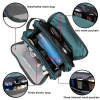 Trousse de Toilette de Voyage pour Homme, Petite Trousse de Toilette avec 3 Compartiments et Poches en Filet, Organisateur de Rasage Durable pour la Salle de Sport, le Camping et les Voyages