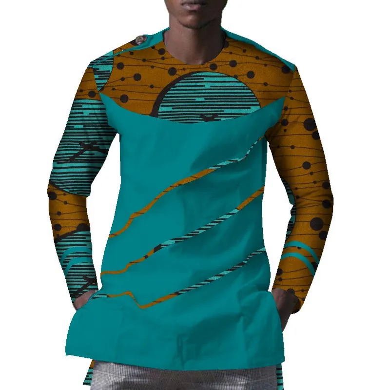 Wyn1043 yüksek kaliteli afrika ulusal erkek rahat giyim erkek giyim afrika baskı <span class=keywords><strong>uzun</strong></span> kollu gömlek