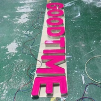 Letras de Canal LED Iluminadas de Acrílico Cristalino 3D a Prueba de Agua Personalizadas, de Acero Inoxidable, para Publicidad en Exteriores