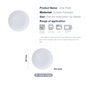 Fenn Thanh Lịch Cổ Điển Trắng Sứ Nhà Hàng Món Ăn Hiện Đại Bền Đá Gốm Bữa Ăn Tối Tấm Bộ 4 Bộ Đồ Ăn Cho Khách Sạn - Product Image 6