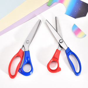 Stainless Steel Tailor Scissors Red And Blue Handles Serrated Blade For Fabric Craft Diy <b>Sewing</b> Use - Product Image 1