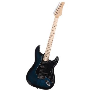 Guitar Black Maple Neck Basswood Body 6 <b>Strings</b> S-S-S Pickup Configuration Open Gear Tuning Music <b>Instrument</b> - Product Image 1
