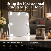 Miroir de maquillage professionnel BUYWAY Studio Grade 7 avec ampoules LED, éclairage Hollywood, tactile, intensité réglable, Bluetooth, pour salon, marque privée