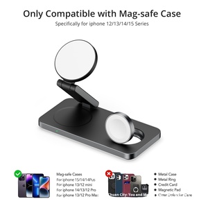 Cargador inalámbrico magnético plegable 3 en 1 inteligente delgado de 15W, estación de carga rápida de escritorio con <span class=keywords><strong>entrada</strong></span> <span class=keywords><strong>tipo</strong></span> <span class=keywords><strong>C</strong></span> <span class=keywords><strong>para</strong></span> <span class=keywords><strong>iPhone</strong></span>, novedad - Product Image 2