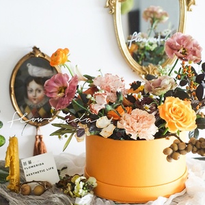 Customized Leather Display <b>Box</b> Round-shaped Paper Hug Bucket <b>Wedding</b> Bouquet Flower Package Chocolate and Jewelry Gift <b>Box</b> - Product Image 6