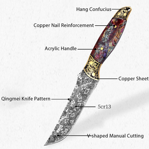 Độ cứng cao 5cr13 thép không gỉ cố định lưỡi dao nhà bếp đặt đồng tip thân thiện với môi tay trái thiết kế 11cm chiều dài lưỡi - Product Image 6