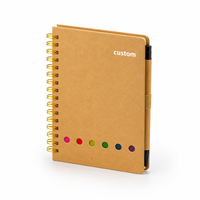 Carnets de notes scolaires en gros de haute qualité, couverture en cuir PU, reliure spirale, 50 feuilles, options tissu/PP, pour notes d'étude et papeterie